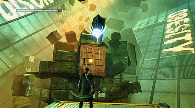 Both paths leads to the same platform, which is shown on the screen above - Going through the first warehouse - 5: Virility - DMC: Devil May Cry - Game Guide and Walkthrough