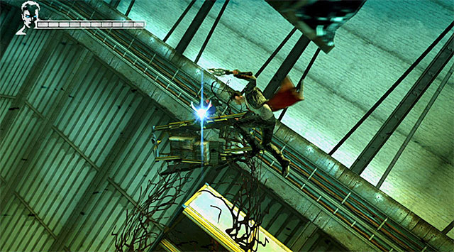 Now stay at the edge and notice a platform (1st screen) - Main battle in the first warehouse - 5: Virility - DMC: Devil May Cry - Game Guide and Walkthrough