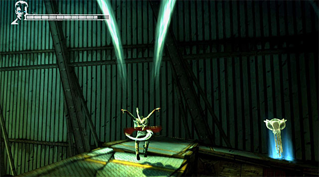 At the very end, use an Angel Pull and Angel Boost and land on a shelf (screen above), where you find an Argent Key - Main battle in the second warehouse - 5: Virility - DMC: Devil May Cry - Game Guide and Walkthrough
