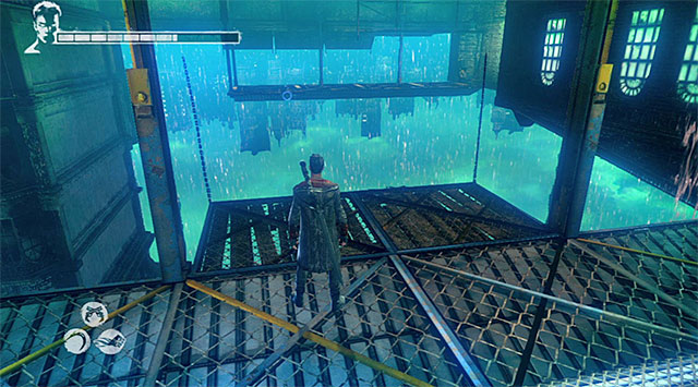After a short cut scene, use a Divinity Statue and look for a metal platform on left (screen above) - Going through the second part of prison - 7: Overturn - DMC: Devil May Cry - Game Guide and Walkthrough