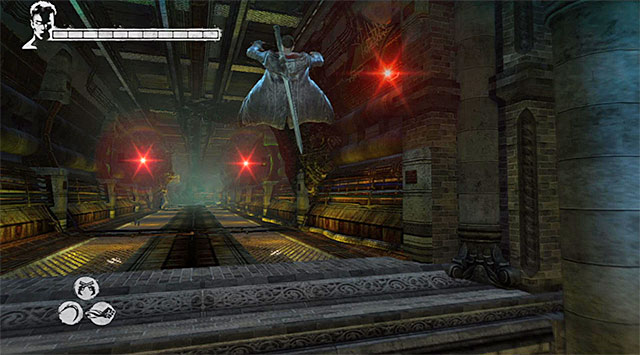 After battle, go to the next part of tunnel (screen above) - Pursuit of harpies - part number two - 8: Eyeless - DMC: Devil May Cry - Game Guide and Walkthrough