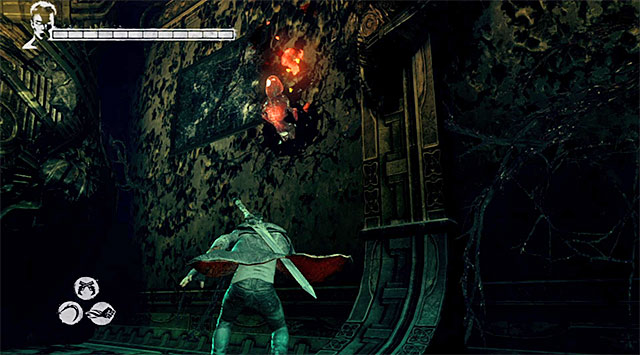 In each of side corridors you find a Lost Soul, but you have to watch out also for Demonic Shards which can suddenly appear in front of you - Retaking the stolen eye - 8: Eyeless - DMC: Devil May Cry - Game Guide and Walkthrough