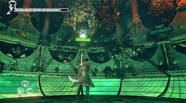 After the battle find new latch (screen above) and use an Angel Lift - Returning to starting area - 8: Eyeless - DMC: Devil May Cry - Game Guide and Walkthrough
