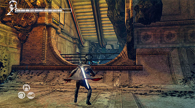 Fight until all enemies are dead and then go to the unlocked passage (screen above) which was shown in the cut scene - Returning to starting area - 8: Eyeless - DMC: Devil May Cry - Game Guide and Walkthrough