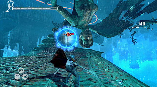 Witchs second attack is to throw a demonic blade at you - Getting to Assiel - 9: Devil Inside - DMC: Devil May Cry - Game Guide and Walkthrough