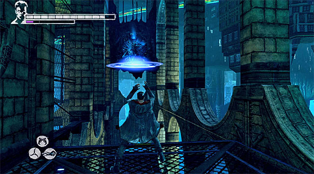 SECRET AREA: If you repeat this mission with Aquila from tenth level, you can turn around after using Pull and use Aquila to destroy grapevine (screen above) - Returning to Phineas - 9: Devil Inside - DMC: Devil May Cry - Game Guide and Walkthrough