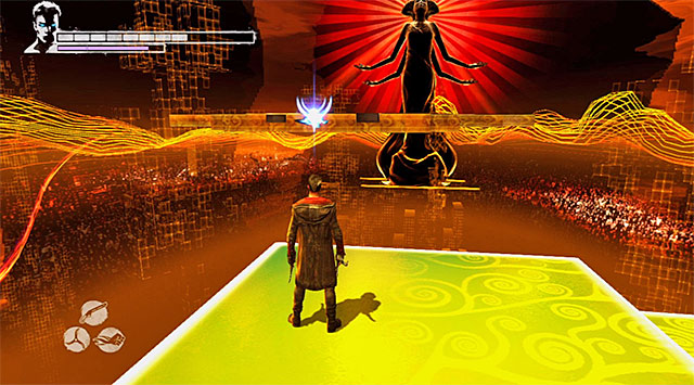 I recommend to use platforms on left side, because its easier to jump onto them - Getting to the place where the second round takes place - 13: Devils Dalliance - DMC: Devil May Cry - Game Guide and Walkthrough