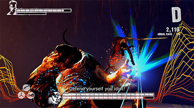 Dont attack him in a standard way, but look for opportunities to use an Angel Lift onto an interactive point on his body (screen above) - Boss: Mundus Spawn - 14: Last Dance - DMC: Devil May Cry - Game Guide and Walkthrough