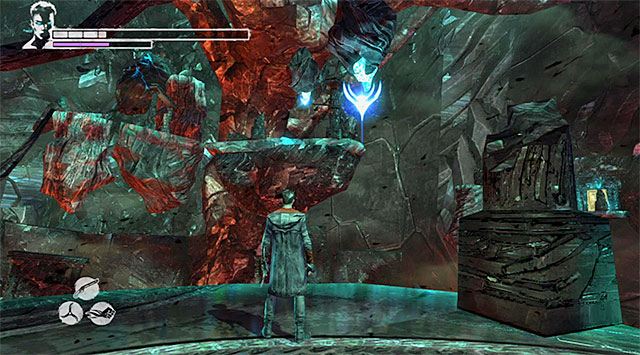 After reaching a stable platform use a Divinity Statue if you want - Going through the second part of the Furnace of Souls - 17: Furnace of Souls - DMC: Devil May Cry - Game Guide and Walkthrough