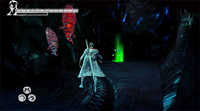 At the very beginning turn around and search a small area (screen above) - Reaching the vault - 18: Demons Den - DMC: Devil May Cry - Game Guide and Walkthrough