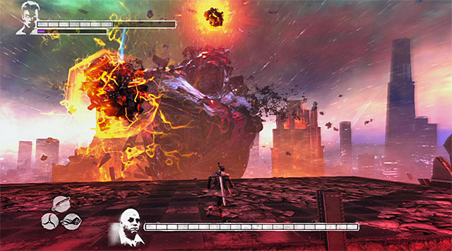 New Mundus attack is to throw three fireballs at Dante - Boss: Mundus - second part of an encounter - 19: Face of the Demon - DMC: Devil May Cry - Game Guide and Walkthrough