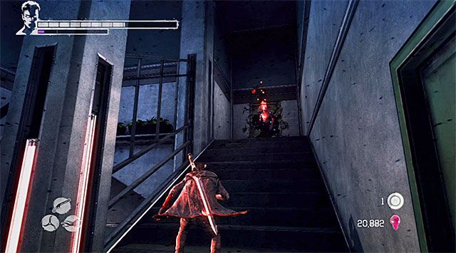 SOUL 4/9 - You find this soul, if you explore the peak of staircase you reach during searching a 106th floor - Mission 16: The Plan - Lost Souls - DMC: Devil May Cry - Game Guide and Walkthrough