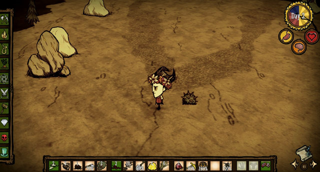 Once you get, at least, 5-10 pieces of food, you need to set out to search for Rocks - Day one - The adventure begins - Dont Starve - Game Guide and Walkthrough