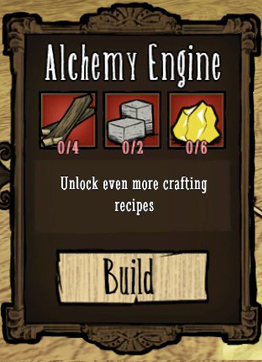 Your next task is to build the Alchemy Engine, which will unlock a lot of new schemata - Camp expansion - Setting up a camp - Dont Starve - Game Guide and Walkthrough