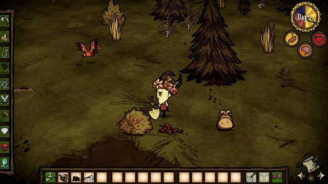 Thanks to this, whenever you find a Berry Bush, you will be able to dig it up and put it right next to your base - Seedlings - How to get food - Dont Starve - Game Guide and Walkthrough