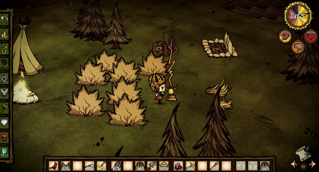 Lightning rods attract lightnings, which protects the plants from being struck - Seedlings - How to get food - Dont Starve - Game Guide and Walkthrough