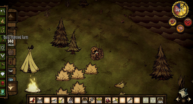 Farm is an excellent food source, but you will be able to create your first one after some time has passed - Seedlings - How to get food - Dont Starve - Game Guide and Walkthrough