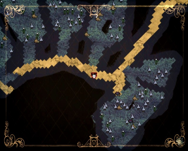 The map shows your location. - Overall characteristics - Caves - Dont Starve - Game Guide and Walkthrough