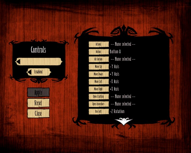 This is how the Controls menu looks like. - Overall characteristics - Six Feet Under - Dont Starve - Game Guide and Walkthrough