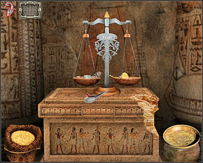 Your final task will be to transfer the golden powder from the scale to the bowl (screen) - Blood Rocks #2 II - Cairo - Dracula: Origin - Game Guide and Walkthrough