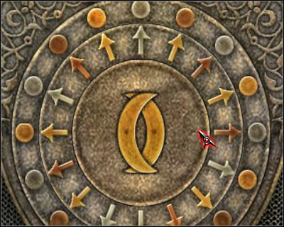 The second step in the identification process is to mess around with some of the circles on the surface of the shield - Dracula's Castle VI - Transylvania - Dracula: Origin - Game Guide and Walkthrough