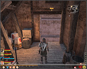 After the fight take a look around and head towards the balconies in the eastern part of the warehouse #1 - Wayward Son - p. 1 - Act I - Dragon Age II - Game Guide and Walkthrough