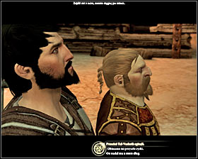 Go to where Javaris is standings #1 and a conversation between him and Arishok (M19, 8) will automatically start - Blackpowder Promise - Act I - Dragon Age II - Game Guide and Walkthrough