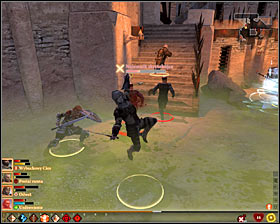As you attack the Mercenaries, pay a bigger that normal attention to the health bars of your party members - Blackpowder Courtesy - p. 2 - Act II - Dragon Age II - Game Guide and Walkthrough