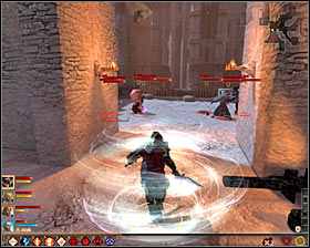 Right after using the stairs you will see a cutscene with Templars surrounding one of the mages #1 (M13, 12) - The Last Straw - p. 2 - Act III - Dragon Age II - Game Guide and Walkthrough