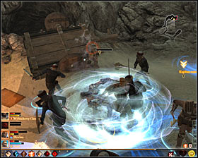 As soon as you can turn north #1, and after few moments you should reach a campsite where you meet the Blood Mages and the group of mercenaries (M28, 14) - Elves at Large - Act II - Dragon Age II - Game Guide and Walkthrough