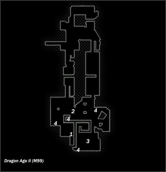 Legend - Map M99 Hidden Sewer; Map M100 Blood Mage Refuge Hideout - Maps - Dragon Age II - Game Guide and Walkthrough