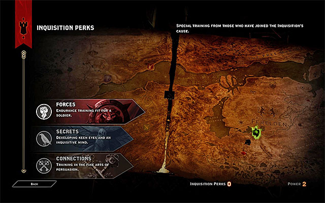 The Perk selection window - Inquisitions Perks - Inquisition management - Dragon Age: Inquisition - Game Guide and Walkthrough