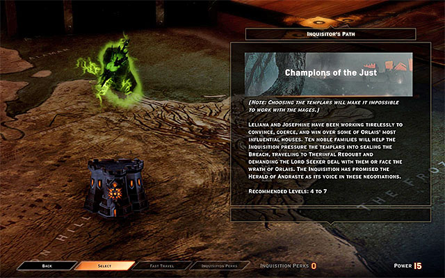 NOTE - taking further steps in this quest means taking up the attempts to obtain the support of the Templars - Champions of the Just (siding with templars) - Main storyline quests (The Path of the Inquisitor) - Dragon Age: Inquisition - Game Guide and Walkthrough