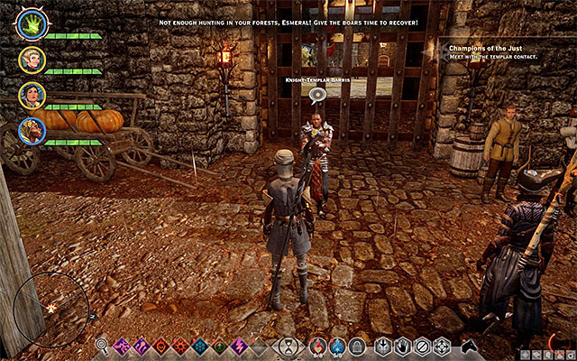 After you meet with Lord Abernache reach the staying place of Barris - Champions of the Just (siding with templars) - Main storyline quests (The Path of the Inquisitor) - Dragon Age: Inquisition - Game Guide and Walkthrough