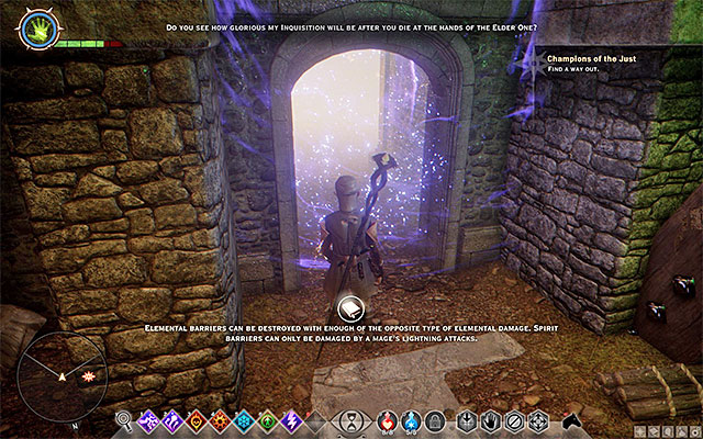 On the South-Western side of the chamber with flames (M11,1i) you will run into an unique obstacle (one of them in the above screenshot) - Champions of the Just (siding with templars) - Main storyline quests (The Path of the Inquisitor) - Dragon Age: Inquisition - Game Guide and Walkthrough