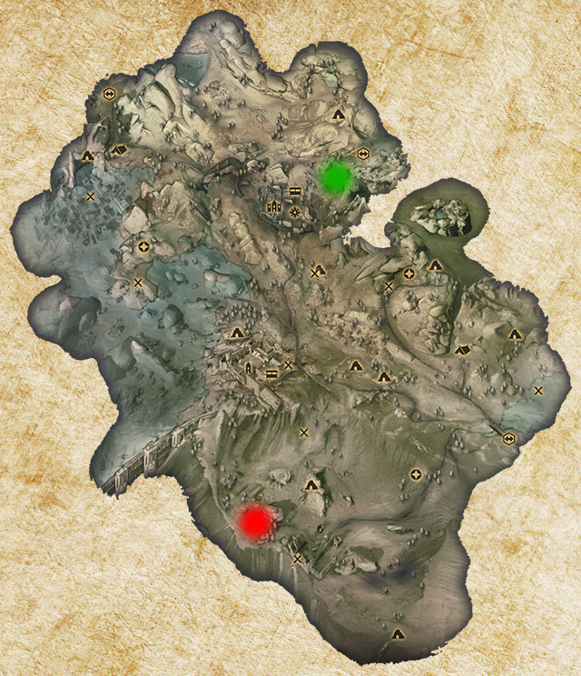 The only Logging Stand in Crestwood has been marked with green color - Quarries and logging stands - Dragon Age: Inquisition - Game Guide and Walkthrough