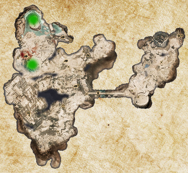 Two Logging Stands in Emprise du Lion have been marked with green color - Quarries and logging stands - Dragon Age: Inquisition - Game Guide and Walkthrough