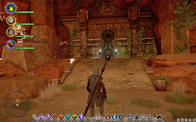 The temple door swings open after you use the shards - Hidden areas - The Forbidden Oasis - Dragon Age: Inquisition - Game Guide and Walkthrough