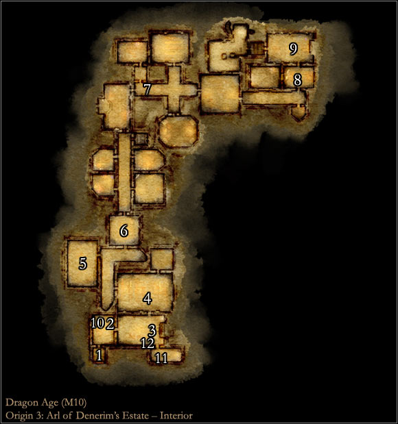 1 - Map M10: Arl Of Denerims Estate - Interior - Maps - Dragon Age: Origins - Game Guide and Walkthrough