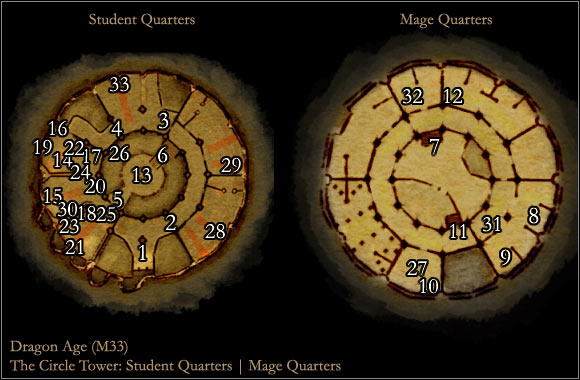 1 - Map M33: The Circle Tower - Lower Levels - Maps - Dragon Age: Origins - Game Guide and Walkthrough