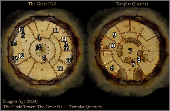 1 - Map M34: The Circle Tower - Upper Levels - Maps - Dragon Age: Origins - Game Guide and Walkthrough