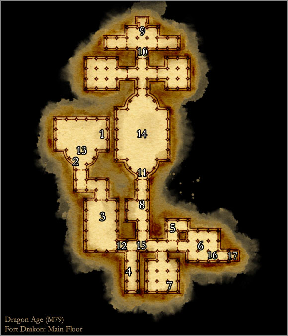 1 - Map M79: Fort Drakon - Main Floor - Maps - Dragon Age: Origins - Game Guide and Walkthrough