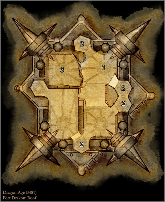 1 - Map M81: Fort Drakon - Roof - Maps - Dragon Age: Origins - Game Guide and Walkthrough
