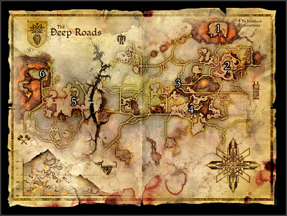 Main location on the map - World map 3: The Deep Roads - Maps - Dragon Age: Origins - Game Guide and Walkthrough
