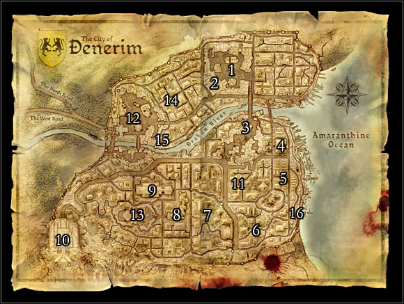 Locations on the map - World Atlas - Maps - Map 2: Denerim - World Atlas - Maps - Dragon Age: Origins - Game Guide and Walkthrough