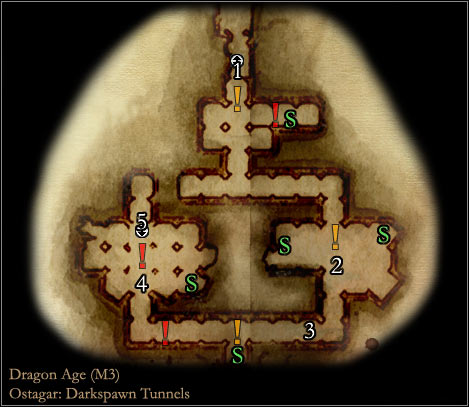 Map legend - Maps - Map M3 - Darkspawn tunnels - Dragon Age: Origins - Return to Ostagar - Game Guide and Walkthrough