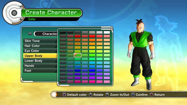 Character creation - adjusting the colours - Character creation - Dragon Ball: Xenoverse - Game Guide and Walkthrough