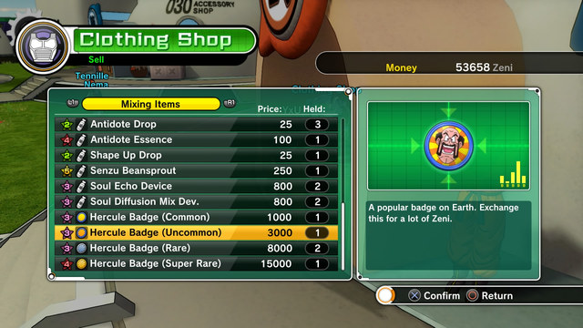 Examples of equipment - Equipment - Dragon Ball: Xenoverse - Game Guide and Walkthrough
