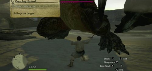 When the Dragon appears, rush at it to attack - Harbinger of Destruction - Act I - Dragons Dogma - Game Guide and Walkthrough