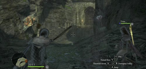 When you reach the closed gate, kill off the Goblins guarding it and use the lever - Off With Its Head - Act I - Dragons Dogma - Game Guide and Walkthrough